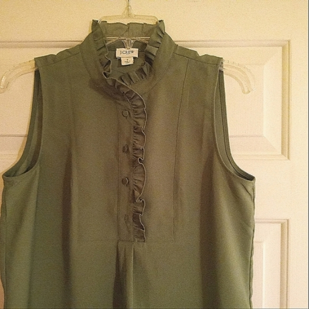 Ladies JCrew Green Blouse 2M